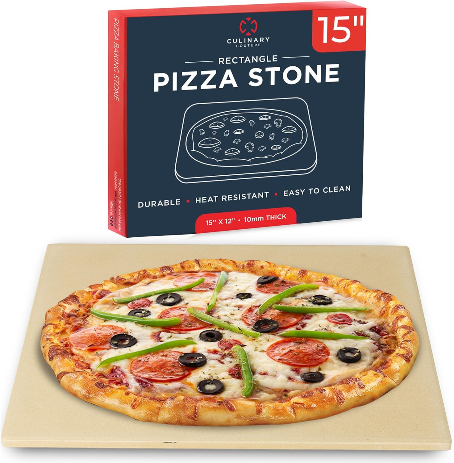 Large Pizza Stone for Oven – 15 x 12 inch Rectangular Pizza Stone for Grill, Even Heating for P... | Amazon (US)