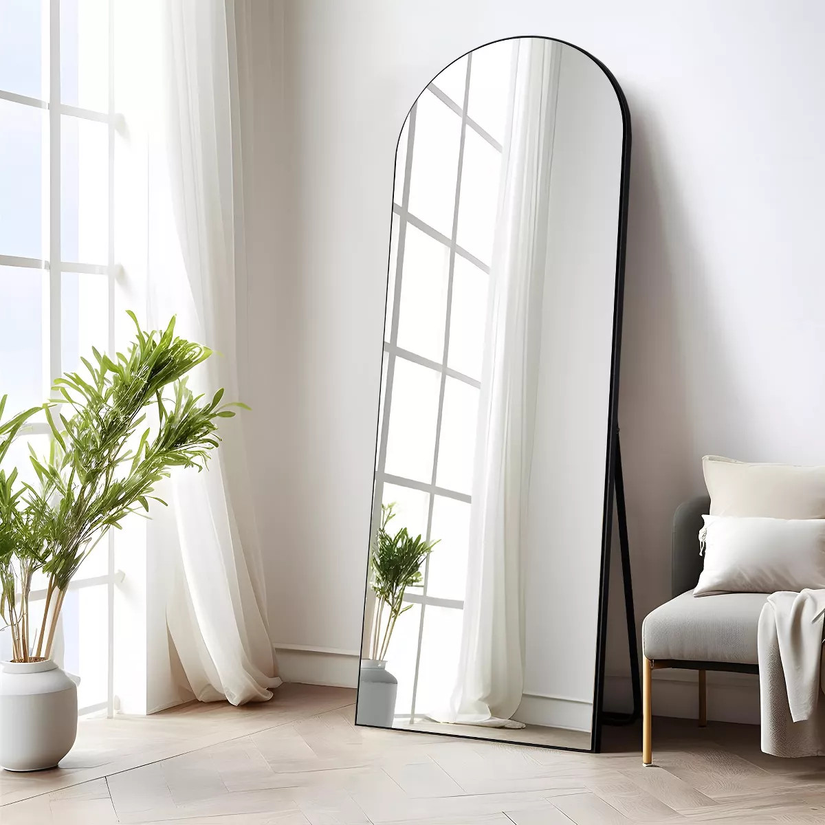 Dabria 64"×21" Floor Mirror, Standing Mirror Smooth Arched Top Mirror, Bedroom Living Room Wall ... | Target