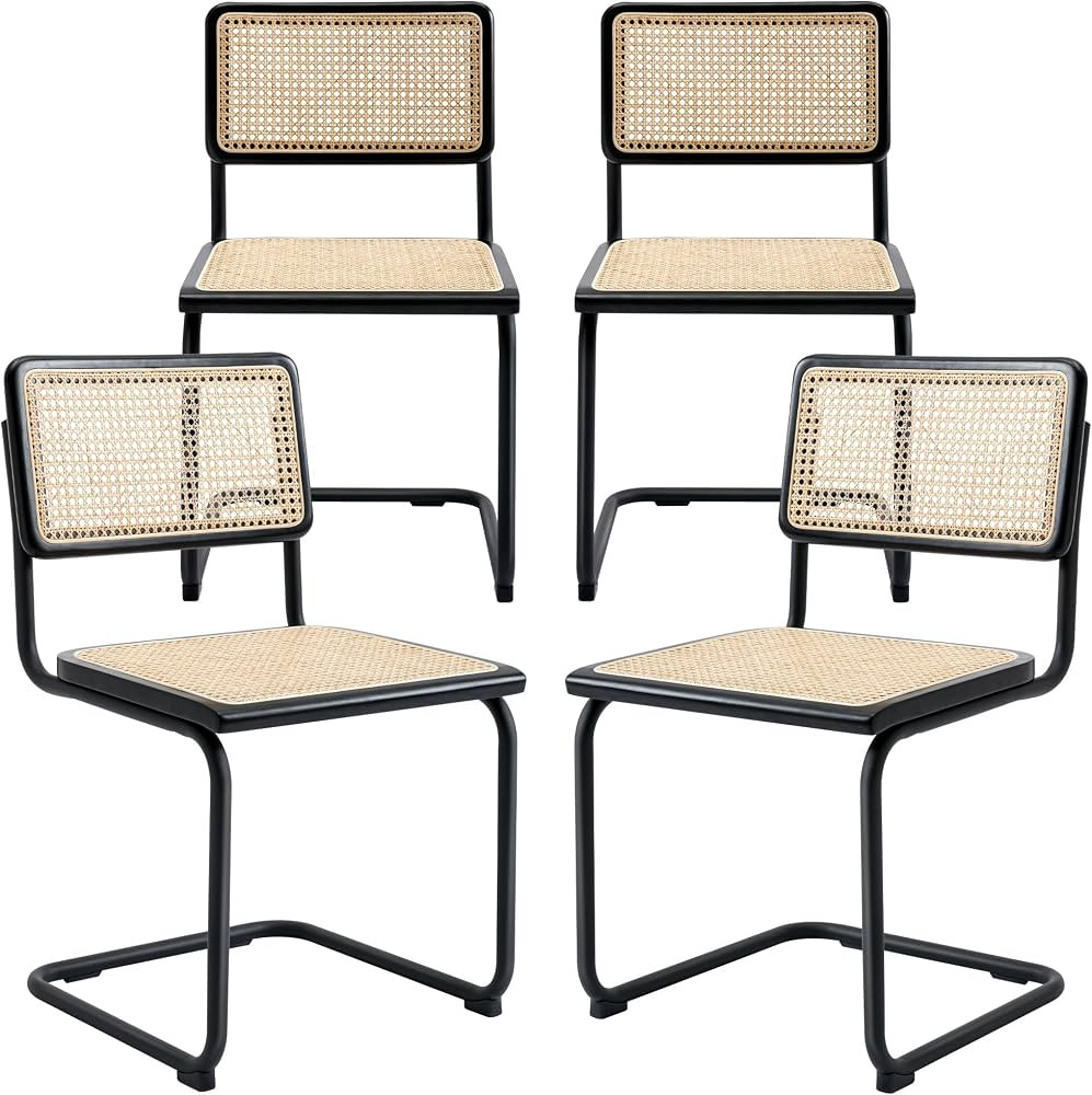 Rattan Chair, Cane Dining Chairs, Woven Dining Chair, 18 inch H, Set of 4, Black | Amazon (US)