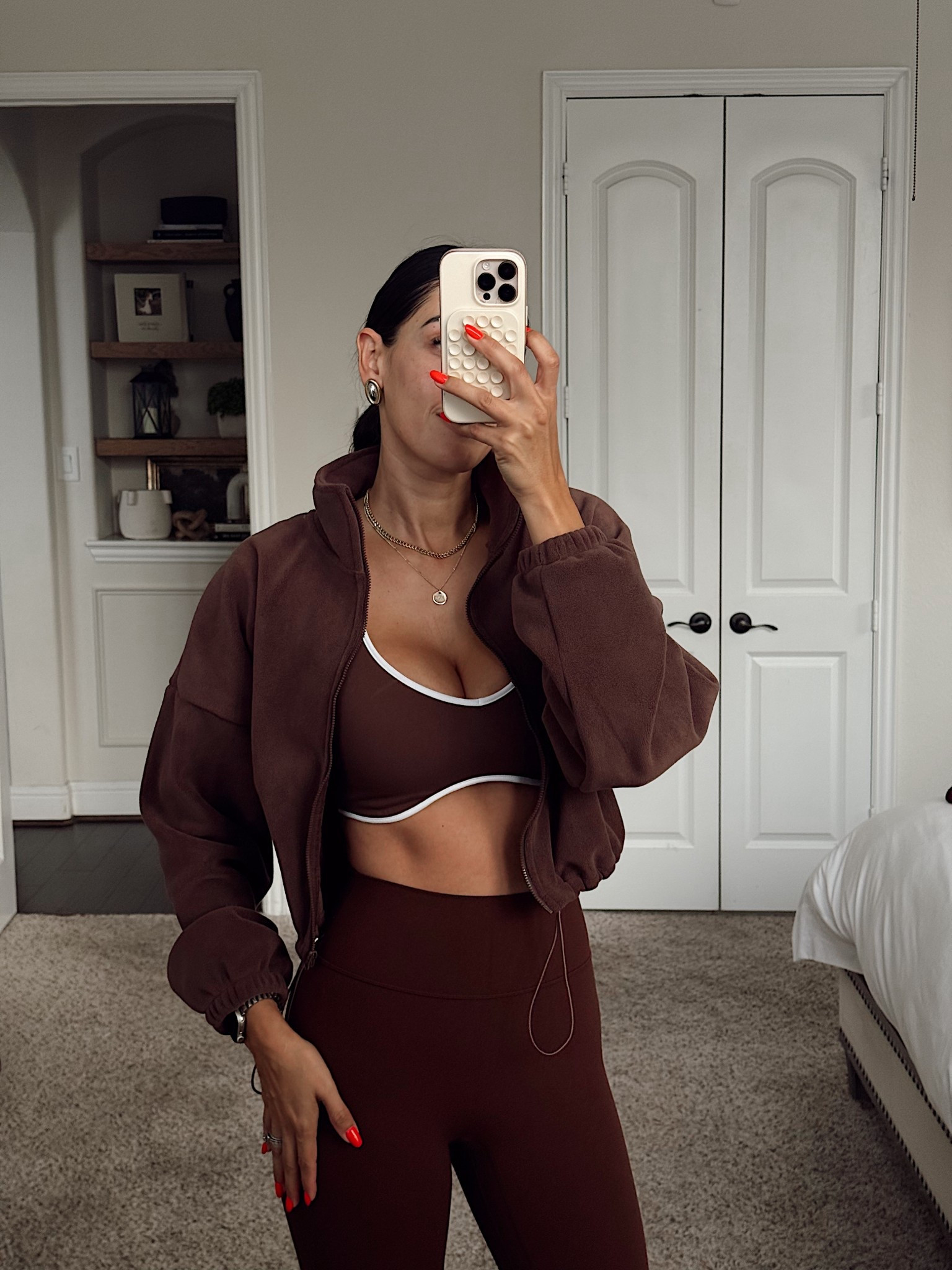 Small jacket 
Medium bra
Xs leggings 

#LTKfitnessgoals #LTKmorningroutine #LTKdayinmylife