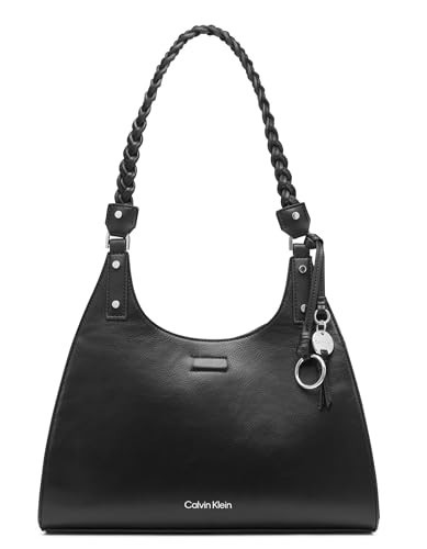 Calvin Klein Shelly Novelty Satchel, Black/Silver Mix, One Size | Amazon (US)