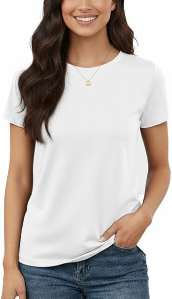 Women’s 100% Cotton T-Shirt, Crew Neck Soft Premium Regular Fit Tee, Plain Short Sleeve Comfort... | Amazon (US)