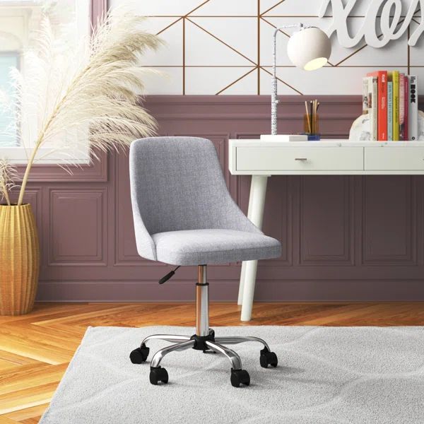 Natalia Hemp Fabric Upholstered Office Chair with Chrome Base | Wayfair North America