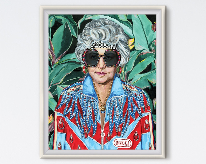 Dorothy With Glasses Dorothy Zbornak Acrylic Painting Bea Arthur Art Print Golden Girls Tropical ... | Etsy (US)