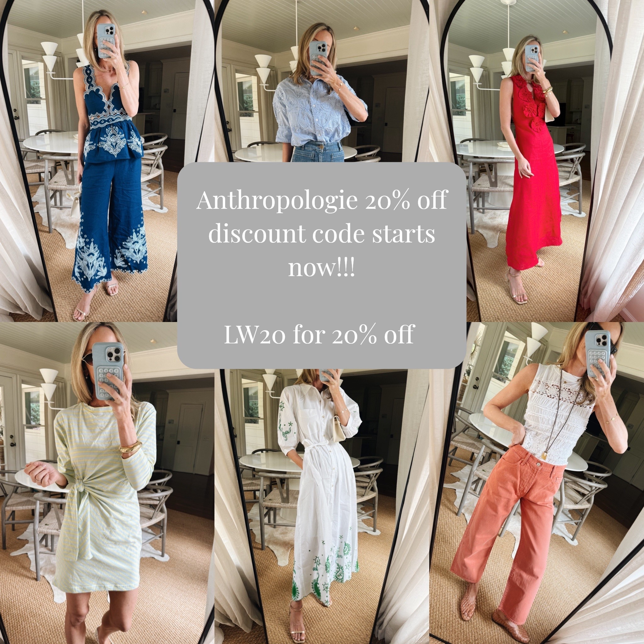 LW20 for 20% off your order of $100 or more!! The best promo code to get you going for spring. Designer denim, dresses, extras…. Don’t miss the amazing white tops too! Ends 3/9! 

@Anthropologie #anthropartner 