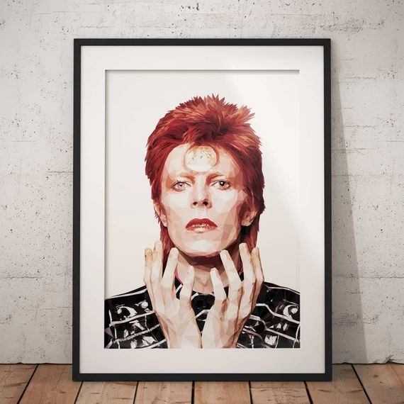 David Bowie art poster print in a geometric illustration | Etsy (US)