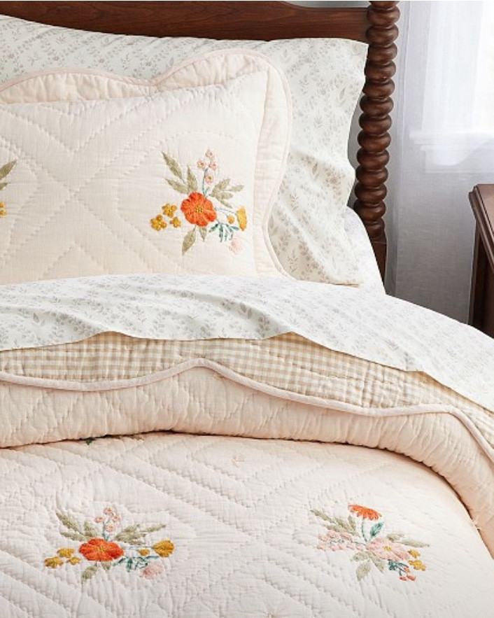 The most darling quilted bedding with Embroidery on one side and gingham on the other. This reversible quilt and shams has me longing to snuggle up for fall!   

#LTKSeasonal #LTKHome #LTKSaleAlert