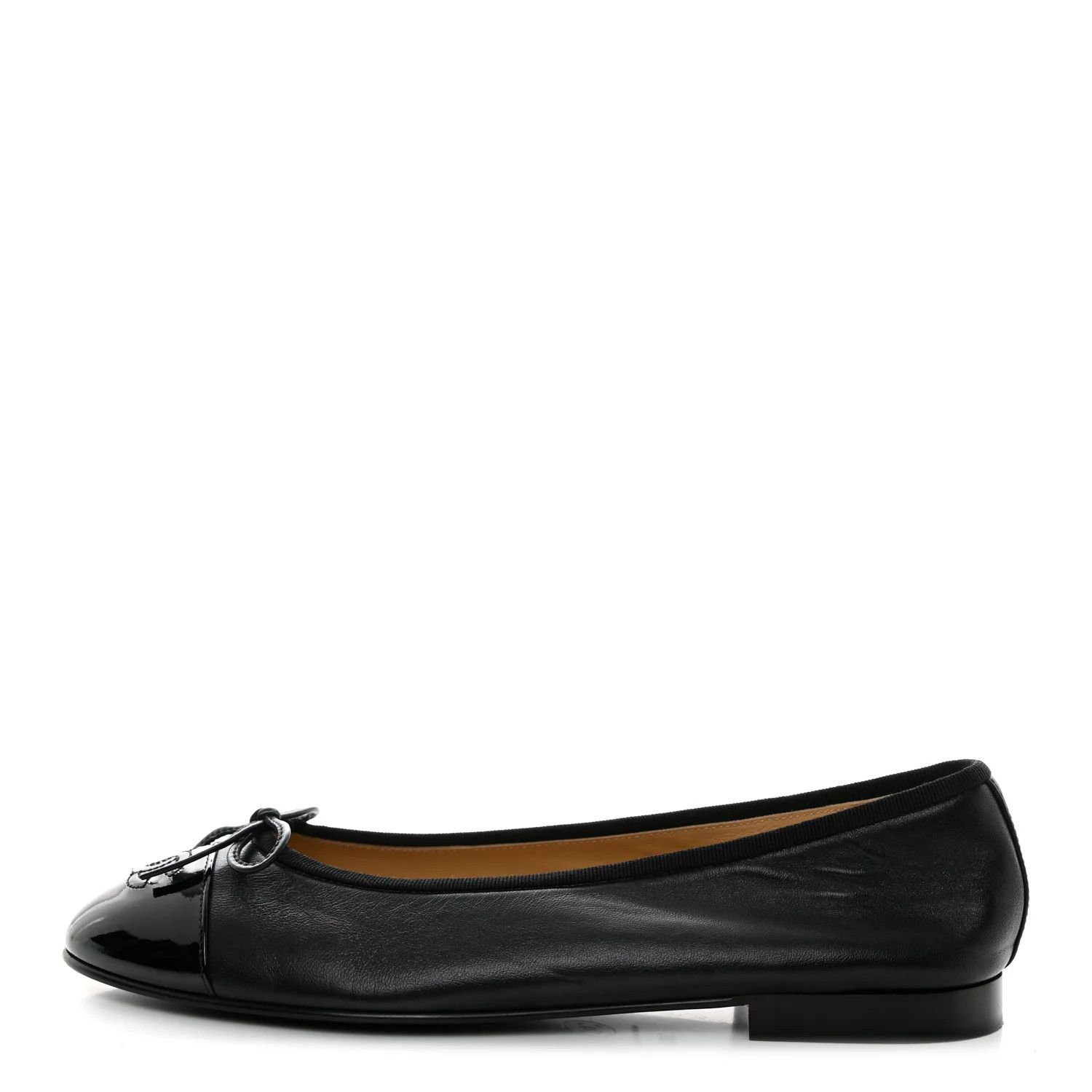 Lambskin Patent Cap Toe Ballerina Flats 39.5 Black | FASHIONPHILE (US)