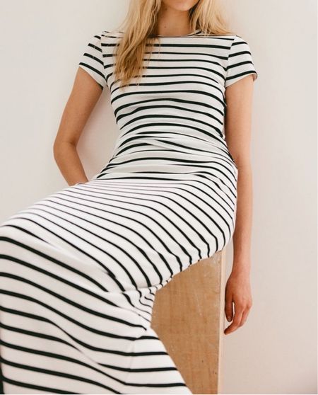 Black and white striped tee shirt and midi skirt matching set 

#LTKfindsunder50 #LTKSeasonal #LTKstyletip
