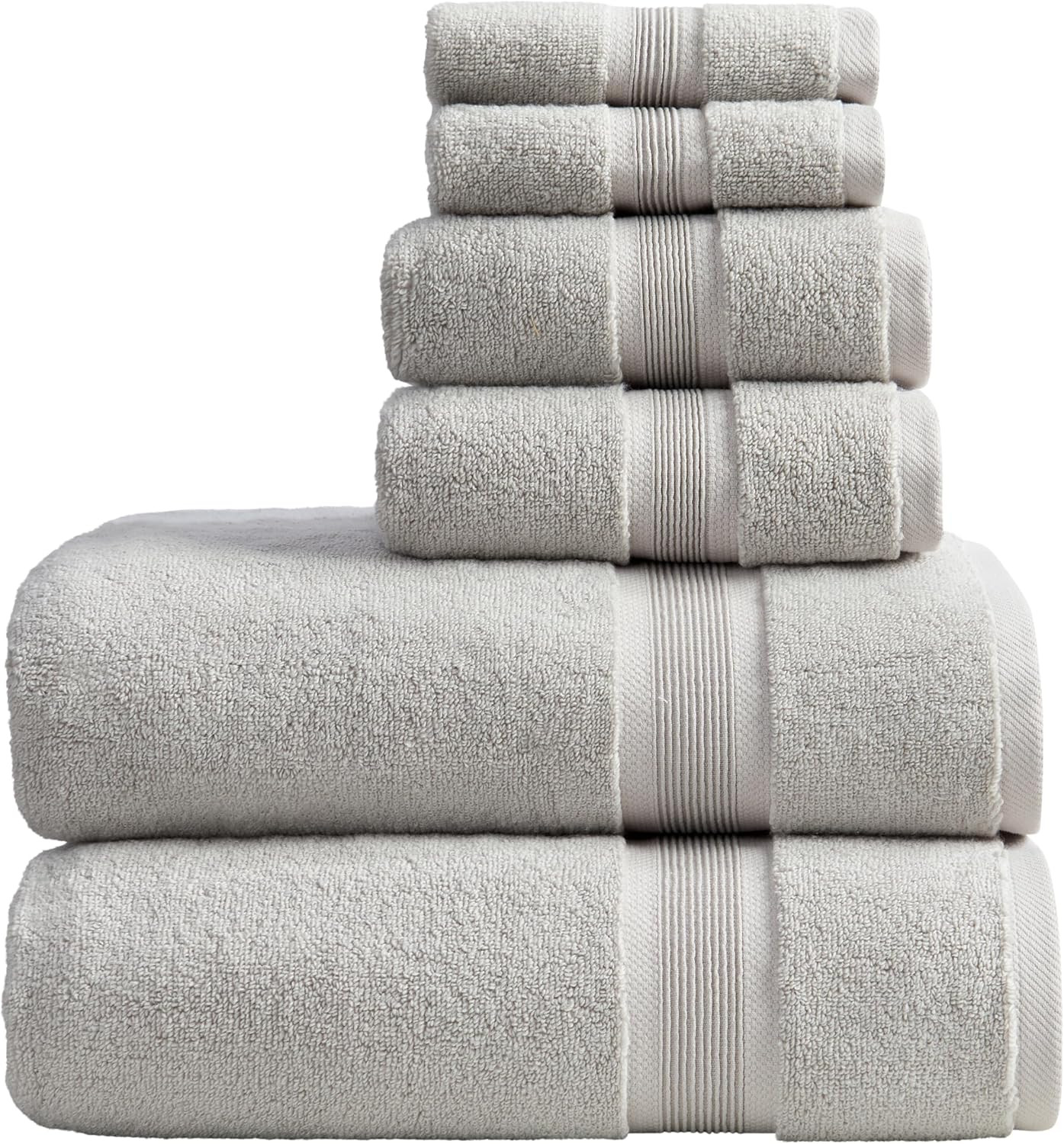 Luxury Bamboo Rayon Bath Towel Set | 6-Piece Set | Grey | Amazon (US)