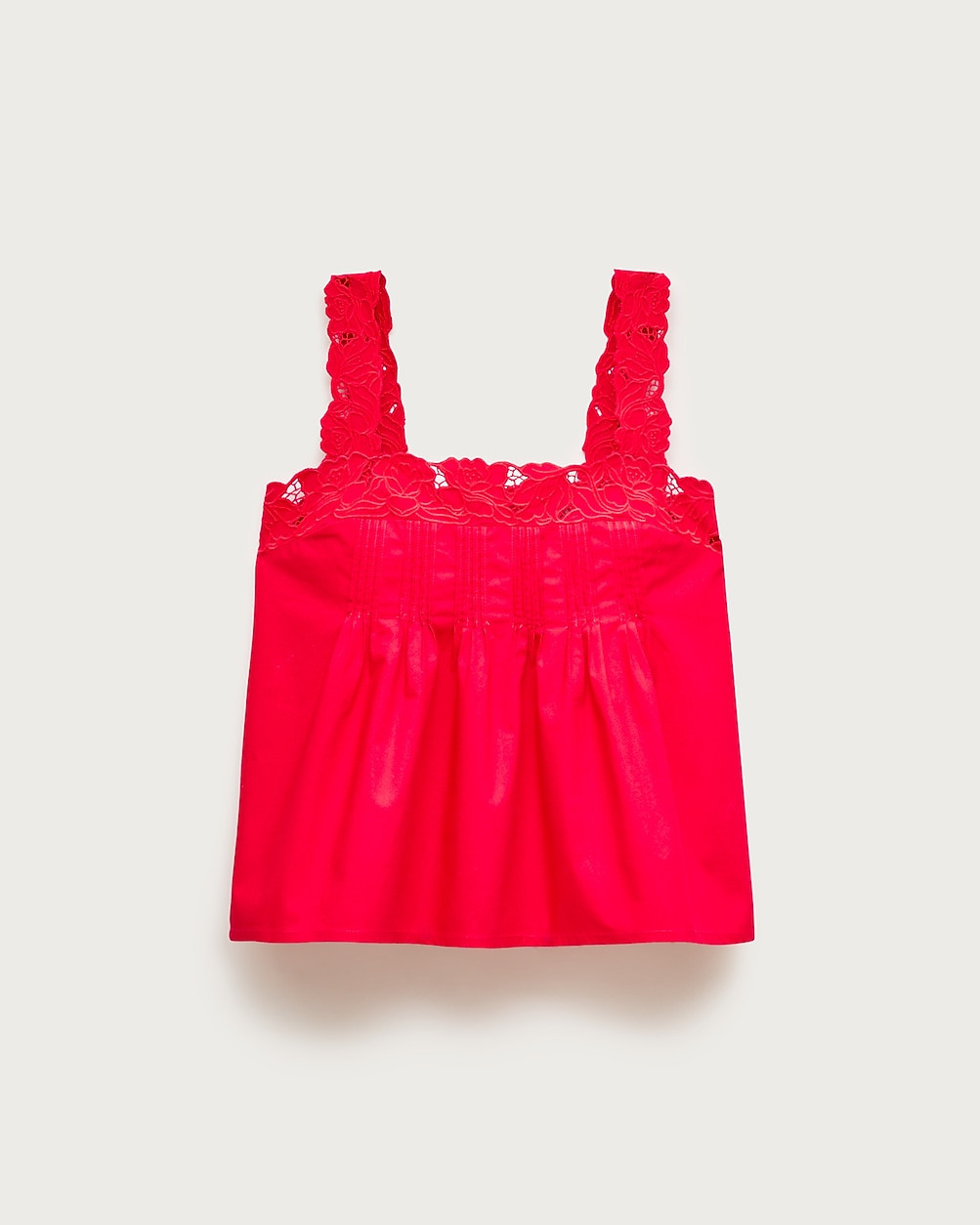 Lace-trim tank top in compact poplin | J. Crew US