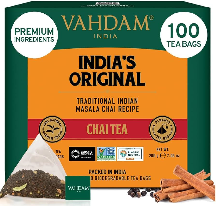 VAHDAM, India's Original Masala Chai Tea Bags (100 Count) Non GMO, Gluten Free, No Added Flavorin... | Amazon (US)