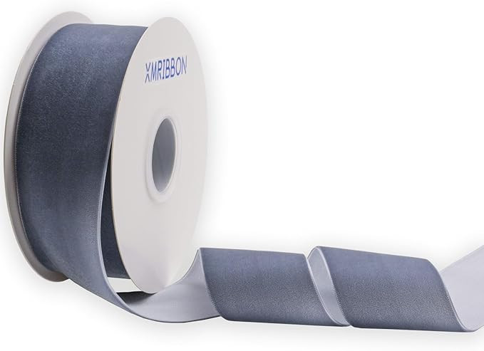 Dusty Blue Velvet Ribbon Single Sided,2 Inch by 10 Yards Spool | Amazon (US)