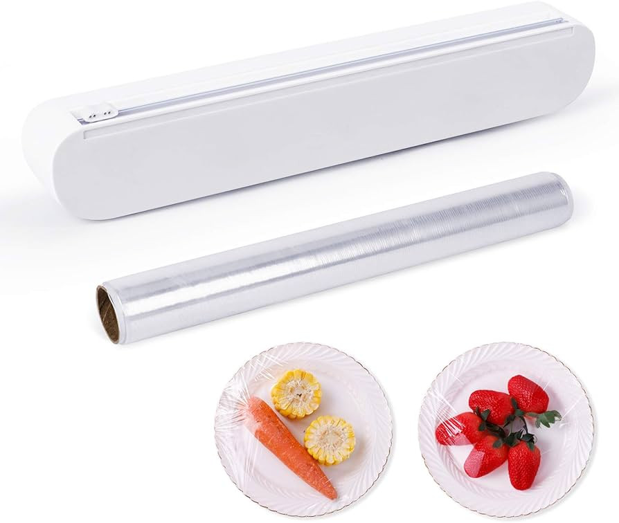 VVBORSN Plastic Wrap Dispenser Reusable Cling Film Dispenser with Slide Cutter Adjustable Length Cli | Amazon (US)