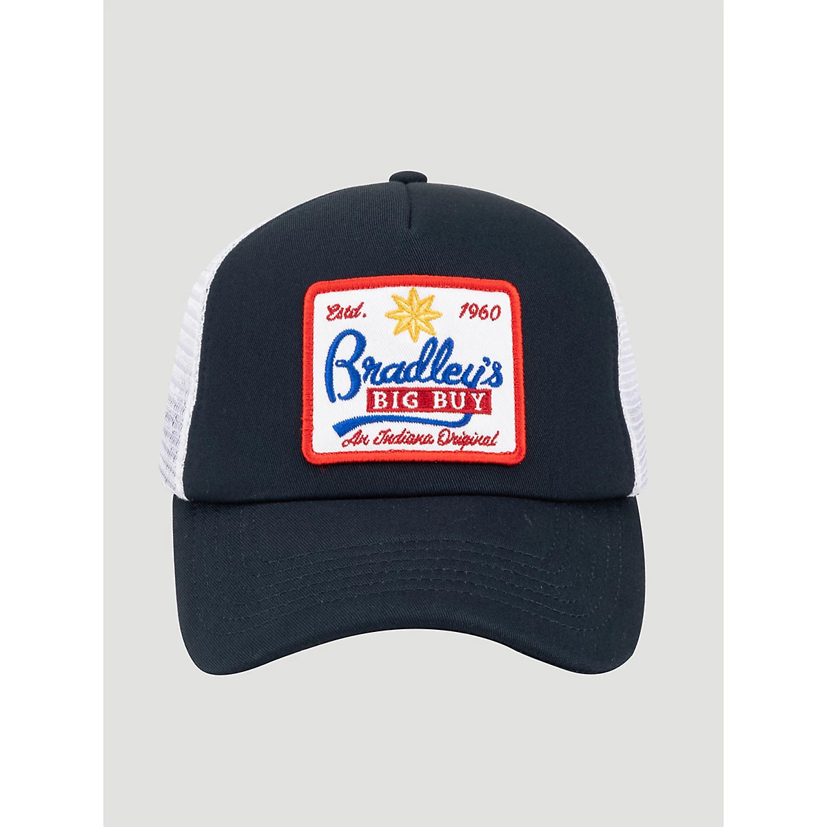 Wrangler x Stranger Things ""Bradley's Big Buy"" Trucker Hat in Navy | Wrangler