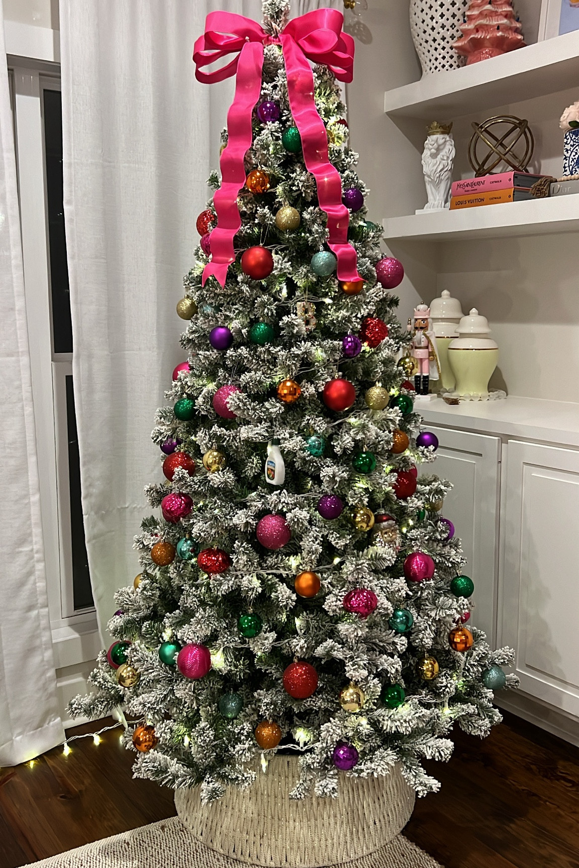 6.5 Queen flock Christmas tree unlit (I’ve had since 2020, worth every penny) / woven rope Christmas tree collar 

#LTKHome #LTKHoliday