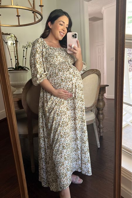 The perfect dress for a neautral baby shower! Also comes in a beautiful purple! I did my normal pre maternity size for this one. A very flattering fit

#LTKstyletip #LTKVideo #LTKbump