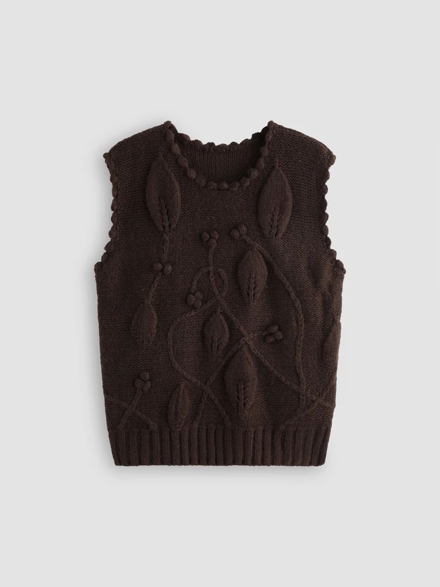 Flower Detail Knitted Vest | Cider