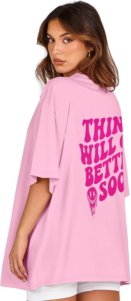 Womens Oversized Tshirt Graphic Tees Crew Neck Summer Short Sleeve Loose Fit Tops 2026 | Amazon (US)