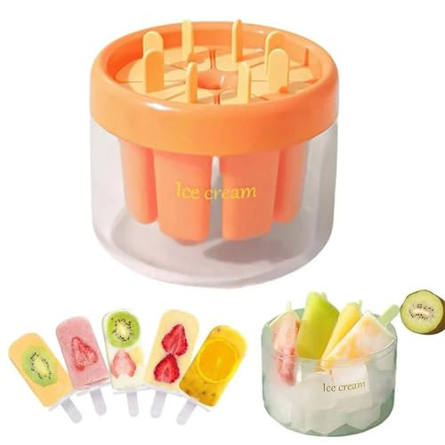 Popsicle Molds 8 Cavities BPA Free Popsicle Molds, Reusable Popcicale Mould Silicone, Easy-Release Ice Pop Molds,Homemade Ice Cream Molds for Kids (Orange) | Amazon (US)