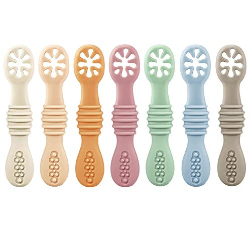 PandaEar 7 Pack Silicone Baby Feeding Spoon | Baby Led Weaning Supplies | Toddler Infant Feeding Spoon First Stage | Amazon (US)