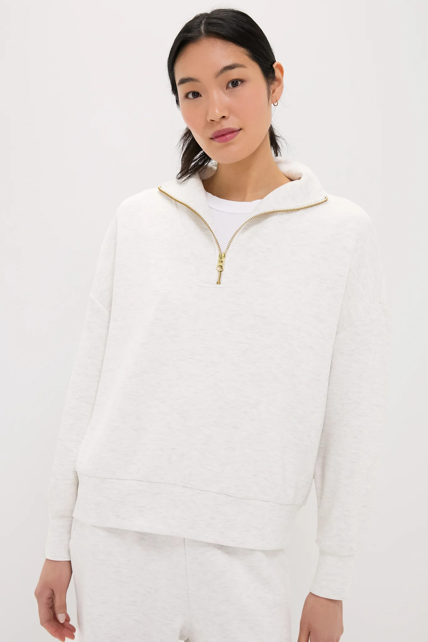 Ivory Marl Hawley Half Zip Sweat | Tuckernuck (US)
