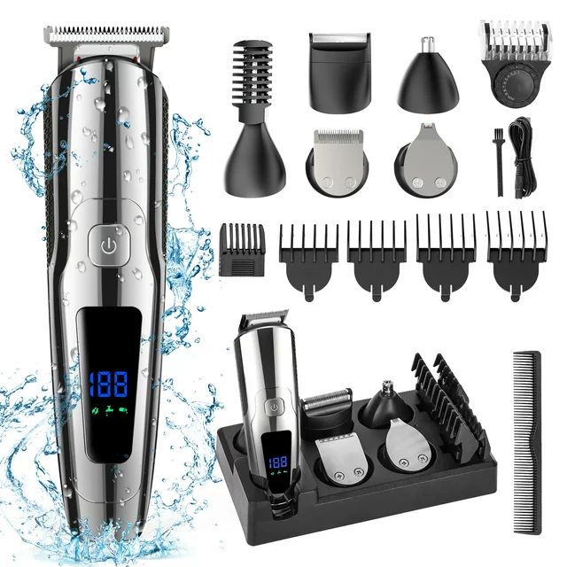Hair Clipper, 14 in 1 Electric Beard Trimmer for Men, IPX7 Waterproof USB Rechargeable Cordless H... | Walmart (US)