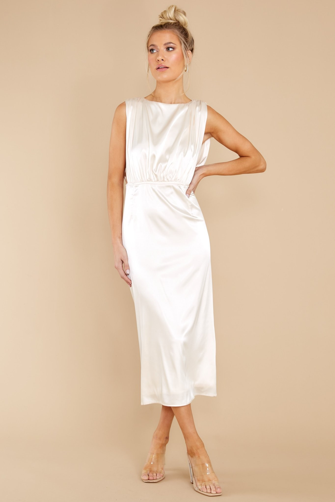 Elegant Nights Champagne Midi Dress | Red Dress 