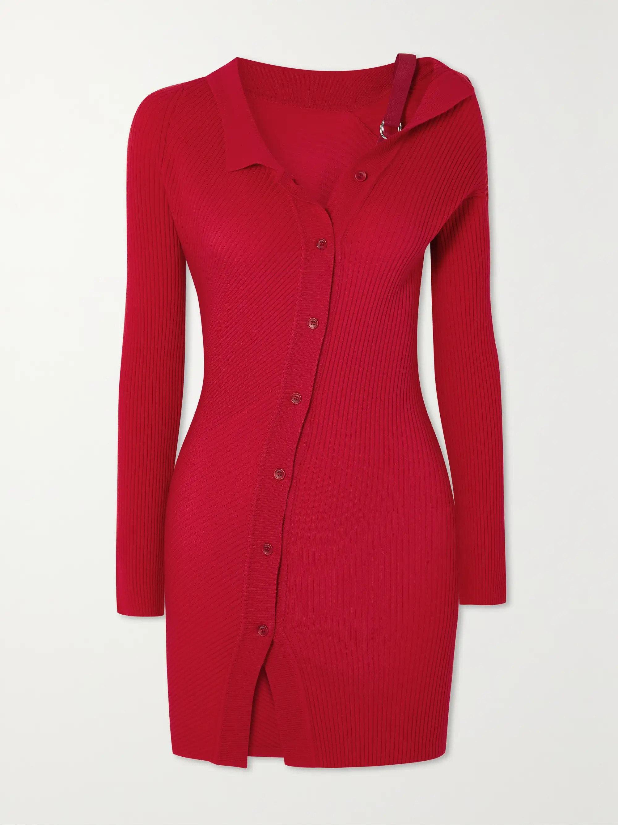 Colin asymmetric ribbed wool-blend mini dress | NET-A-PORTER (US)