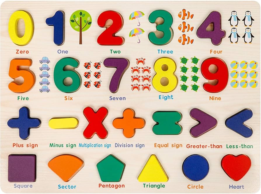 Number Puzzle Wooden Puzzles for Toddlers 3 4 5 Year Old, Shape Learning Puzzles Toddler Toys wit... | Amazon (US)