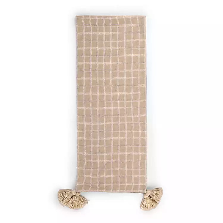 Tan Cross-Stitch Table Runner | Kirklands