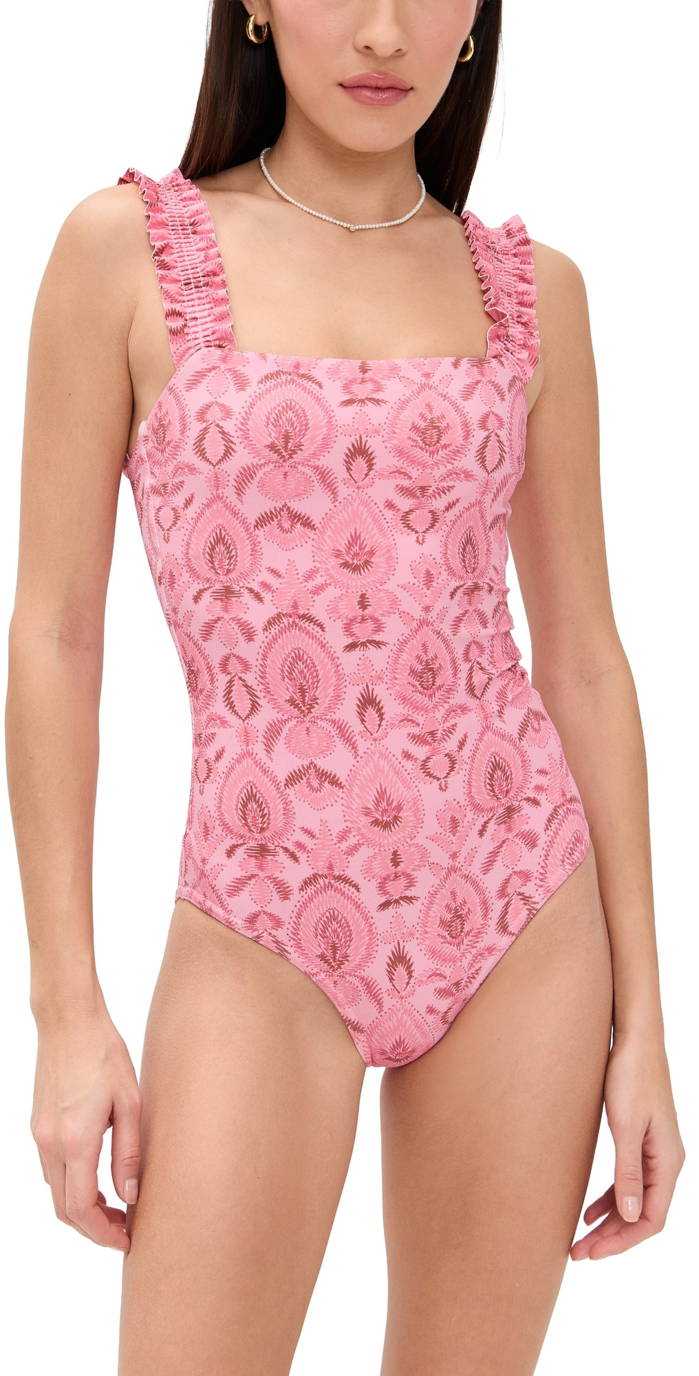 Hill House Home The Teagan One Piece Pink Palm Ikat XS | Shopbop
