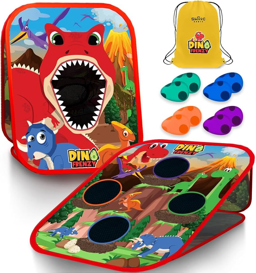Swooc Games® - Dino Frenzy™ | 2-in-1 Corn Hole Games for Kids | 5-Second Setup | Dinosaur Bean... | Amazon (US)