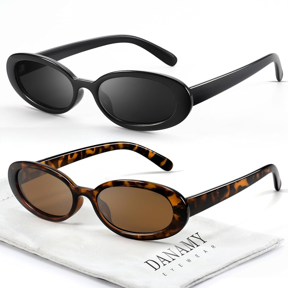 Sunglasses Womens Retro Oval Sunglasses for Women Men Fashion Small Oval Sun Glasses 90s Vintage ... | Amazon (US)