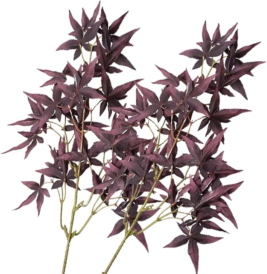 HAOSHICS 2Pcs Artificial Maple Leaves Branches,Fake Silk Maple Leaves Bundles,Faux Shrubs Bushes ... | Amazon (US)