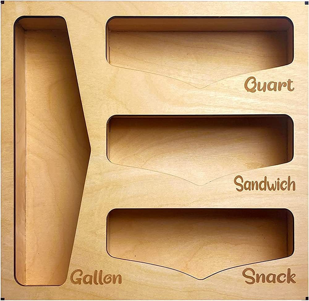 Food Storage Bag Organizer Holders – Premium Wood Kitchen Drawer | Amazon (US)