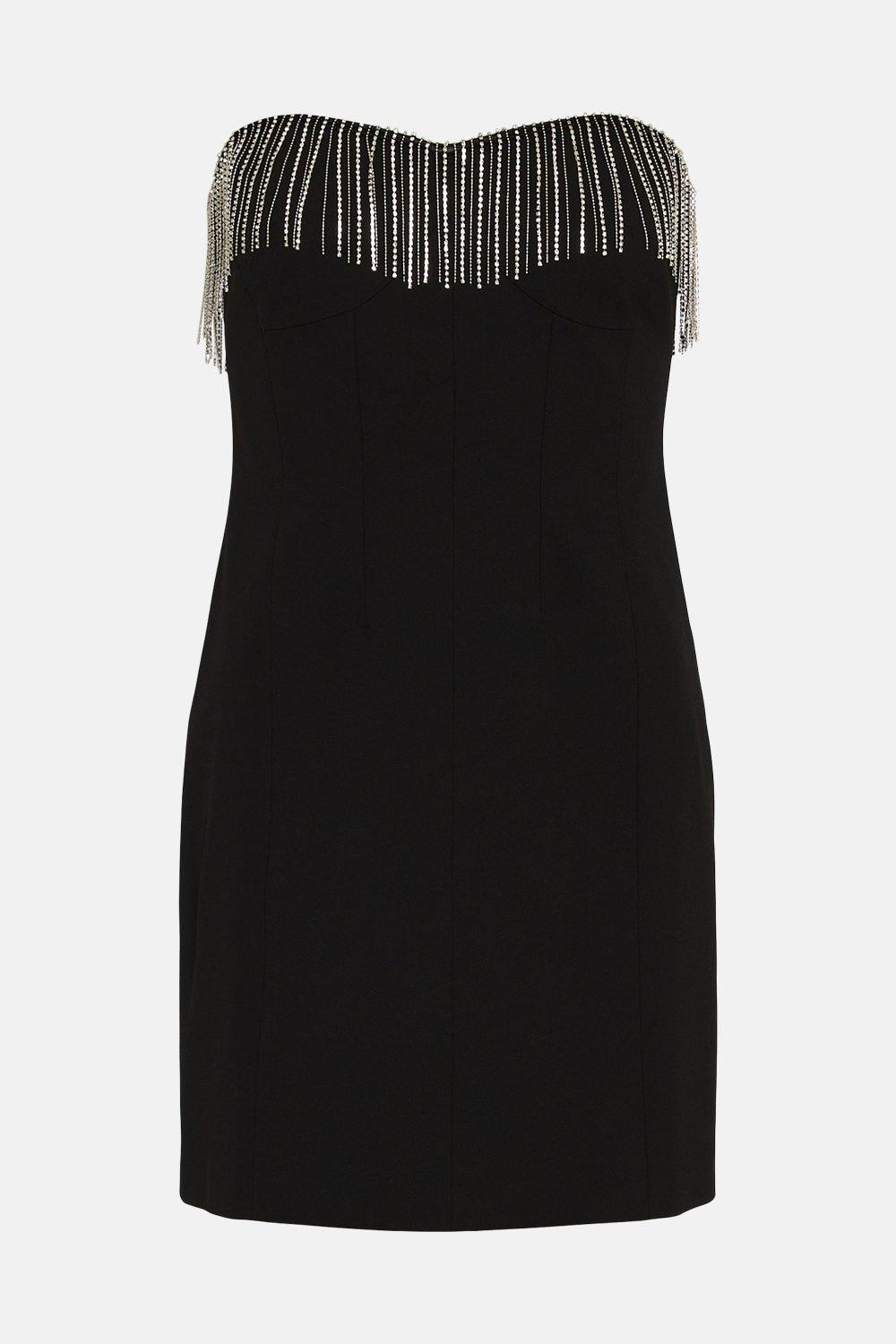 Diamante Trim Bandeau Mini Dress | Karen Millen US