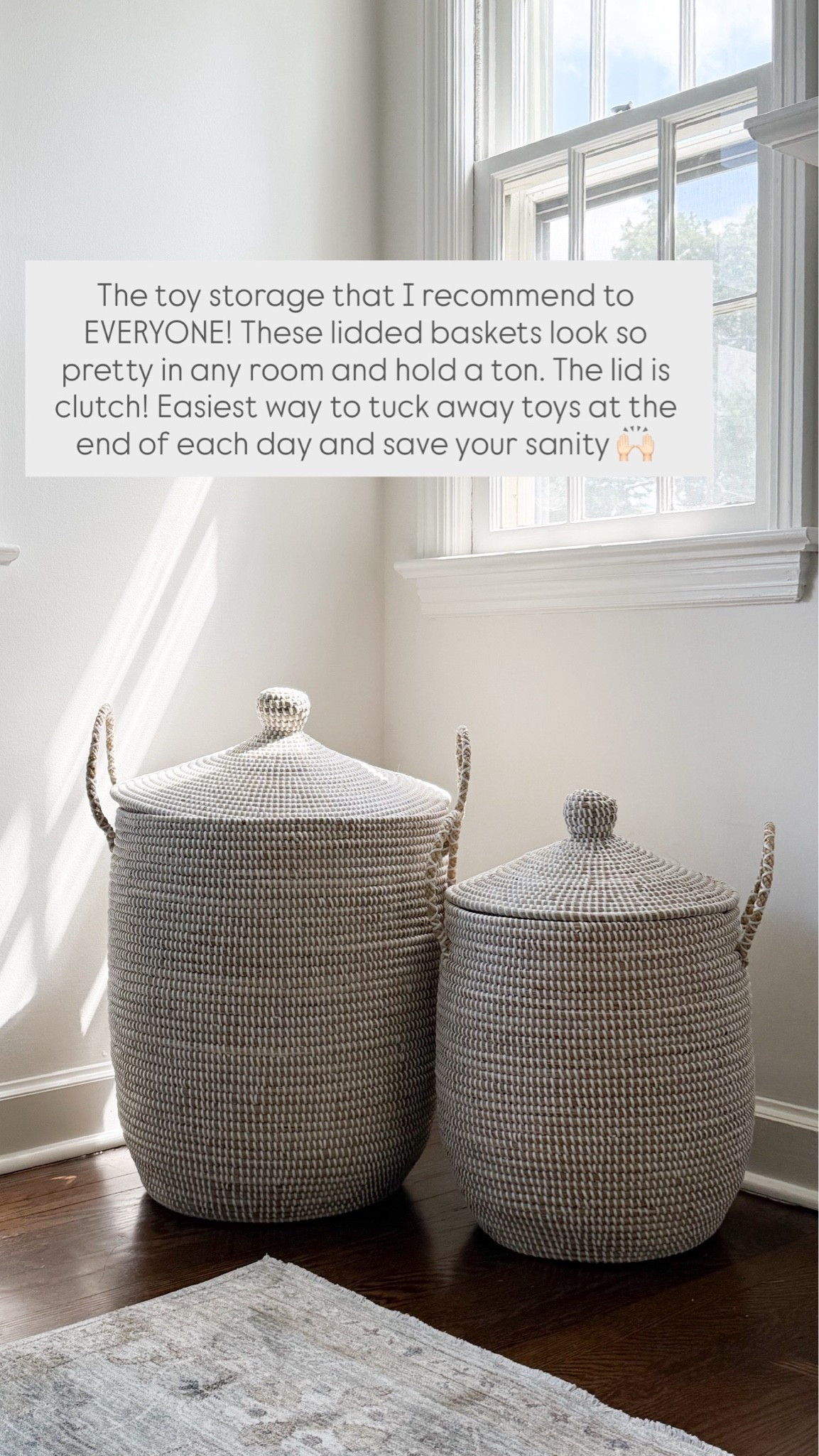 The toy storage that I recommend to EVERYONE! These lidded baskets look so pretty in any room and hold a ton. The lid is clutch! Easiest way to tuck away toys at the end of each day and save your sanity 🙌🏻

#LTKKids #LTKBaby #LTKmomlife