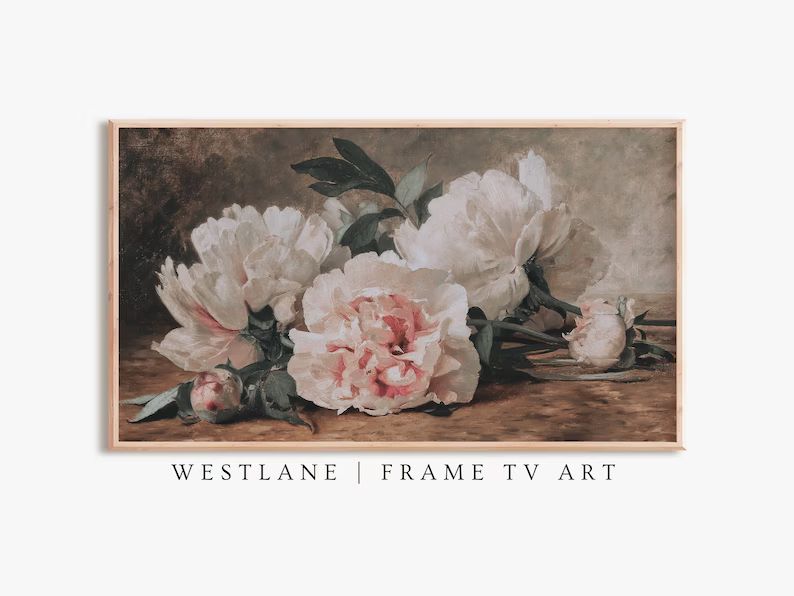 Floral Still Life Samsung Frame TV Art | Vintage Peony Painting | DIGITAL TV160 | Etsy (US)