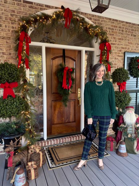 Plaid pants look for the holidays! 

Sweater size small
Pants size 8
TTS shoes

#belk #amazonfashion #greensweater #plaidpants #holidayoutfit 

#belk #lovechicos

#LTKHoliday #LTKstyletip #LTKover40