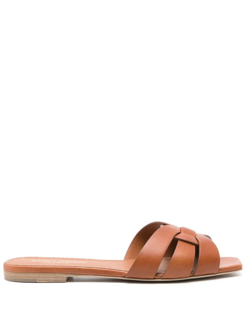 Saint Laurent Tribute Flat Sandals | Brown | FARFETCH UK | Farfetch Global