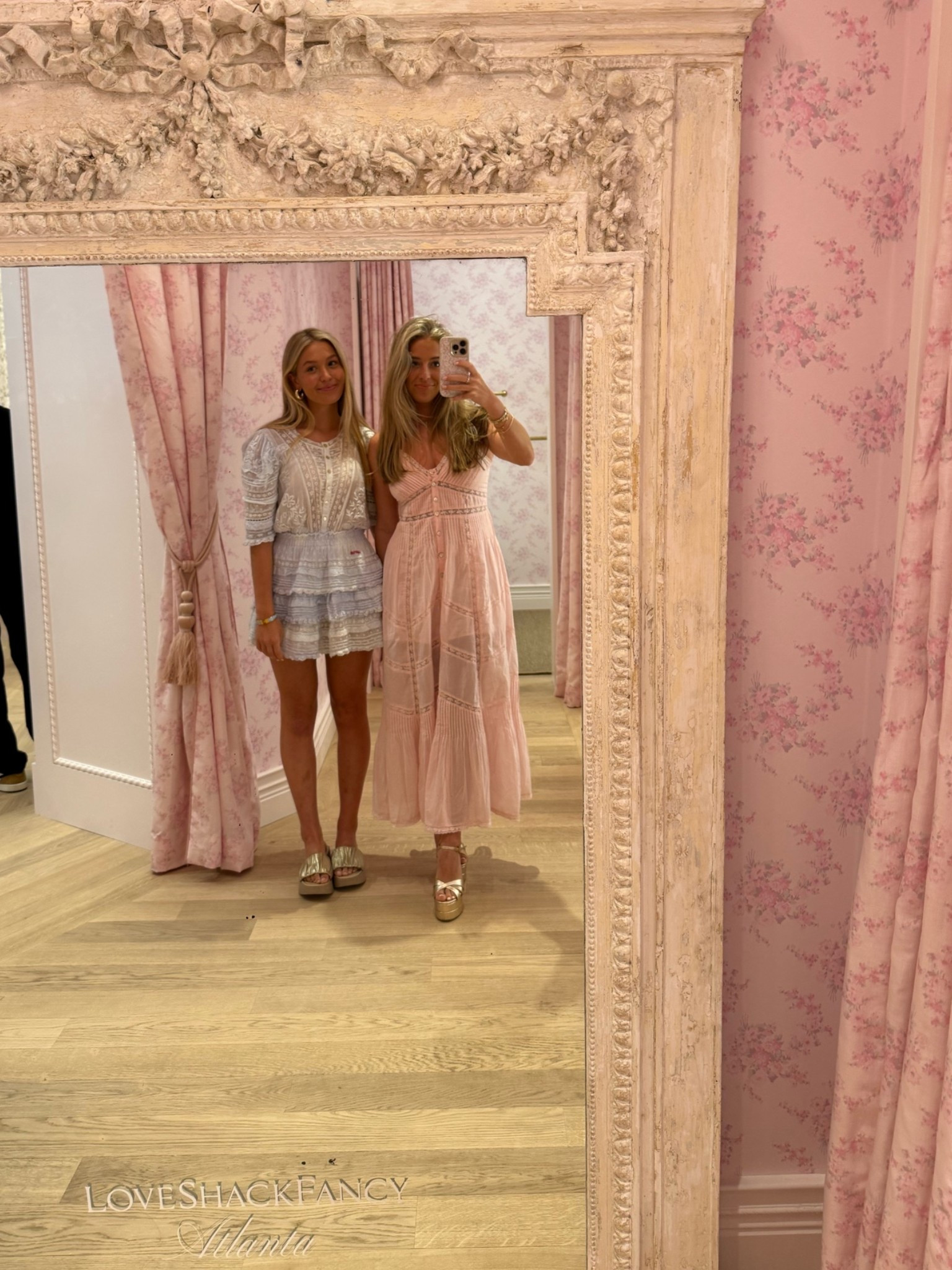 LoveShackFancy Atlanta opening party 🎀🎀 LoveShackFancy dress | gold heels | gold platform heels | comfortable platform heels | preppy ootd | LoveShackFancy dress

#LTKootd #LTKU #LTKPetite