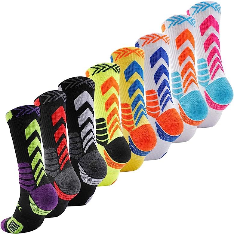 Boys Sock Basketball Soccer Hiking Ski Athletic Outdoor Sports Thick Calf High Crew Socks Multipa... | Amazon (US)