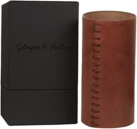 Glimpse & Hollow Leather Vase - Farmhouse Vase for Flowers, Brown Vase, Rustic Vases for Flowers | R | Amazon (US)