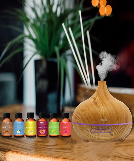 Amore Paris Aromatherapy Diffusers - Natural Ultrasonic Diffuser & 6-Ct. Rose Essential Oils Set | Zulily
