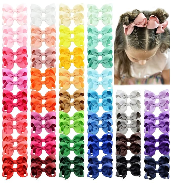 80PCS 3Inch Hair Bows for Girls Grosgrain Ribbon Toddler Hair Accessories with Alligator Clips fo... | Amazon (US)
