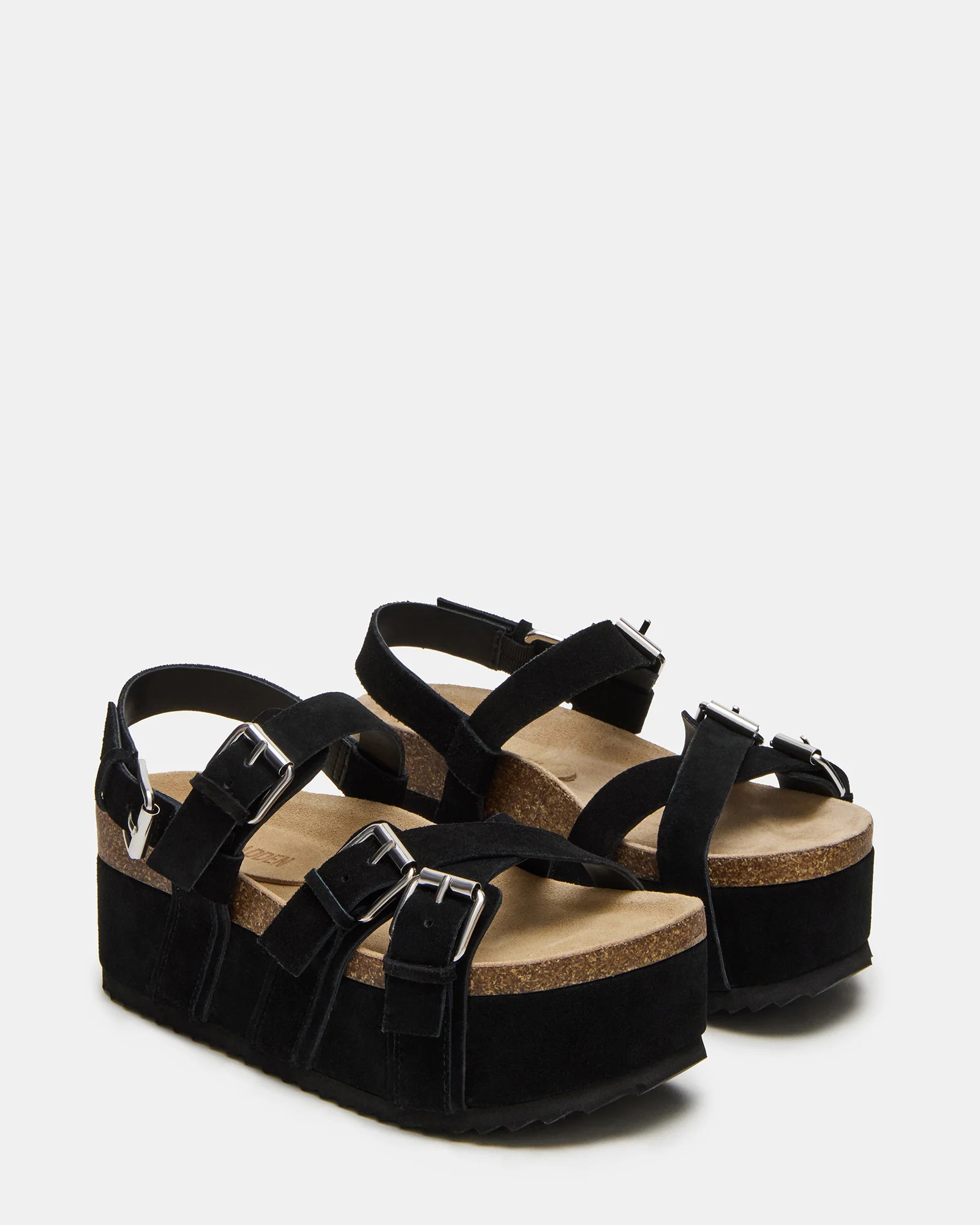 KIWI Black Suede Women's Strappy Platform Sandal | Steve Madden (US)