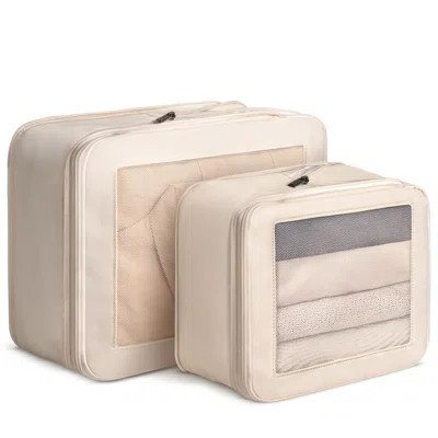 Compression Packing Cubes For Travel - Luggage Organizer Bags - Double Zipper Packing Cubes For Suitcases (2-Pack, Beige) | Wayfair North America
