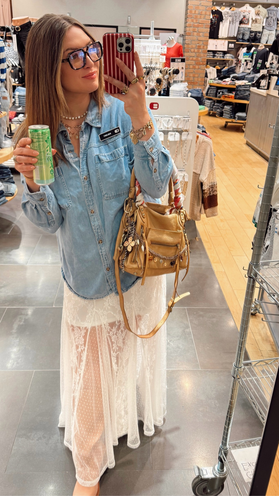 Springy outfit today! Feelin girly! 💕 
Buckle 
Denim shirt size L
Skirt size L
Free people
Baby Emerson bag 
Frye boots

#LTKMidsize #LTKootd #LTKmomlife
