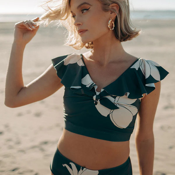 Lauren Swim Crop, Emerald Tigerlily | Albion Fit